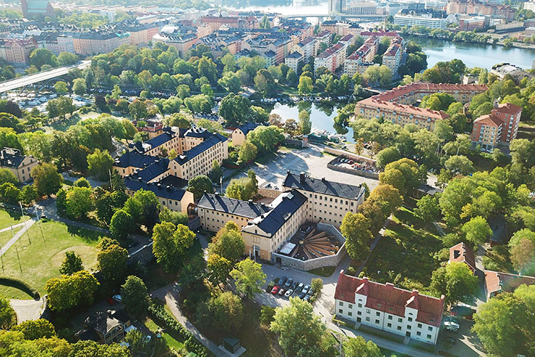 Flygbild över Långholmen i Stockholm
