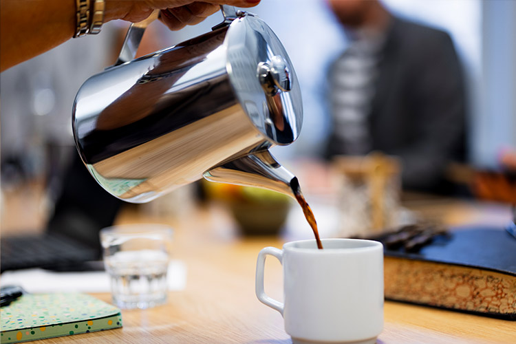 Kaffe vid konferens på Långholmen