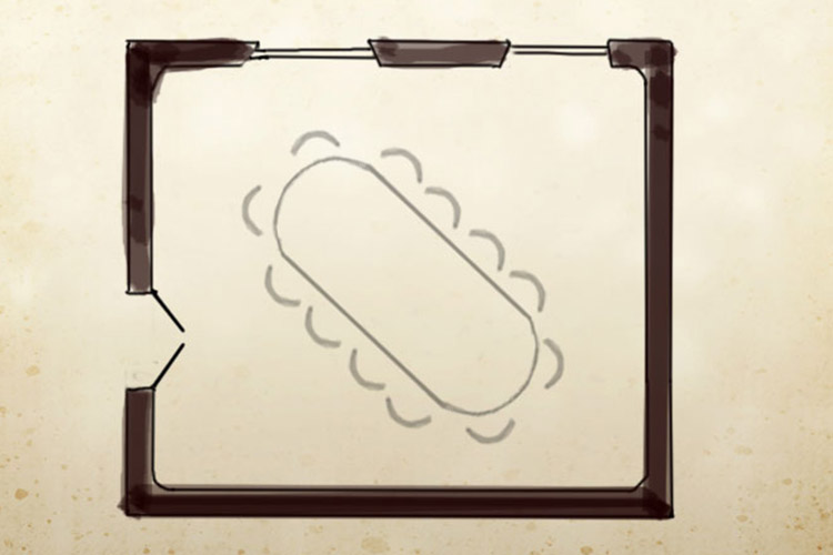 Skiss planritning konferensrum Axi