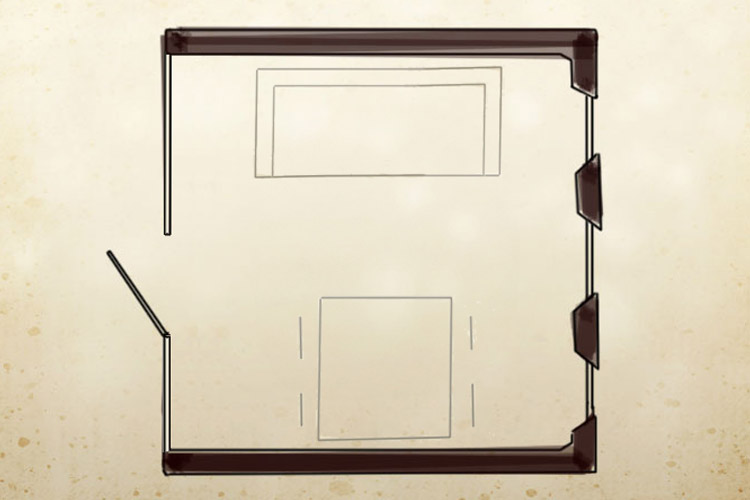 Skiss planritning konferensrum Buren