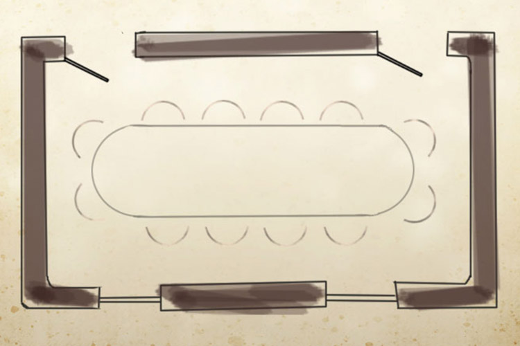 Skiss planritning konferensrum Notarien