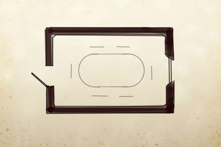 Skiss planritning konferensrum Skarprättaren