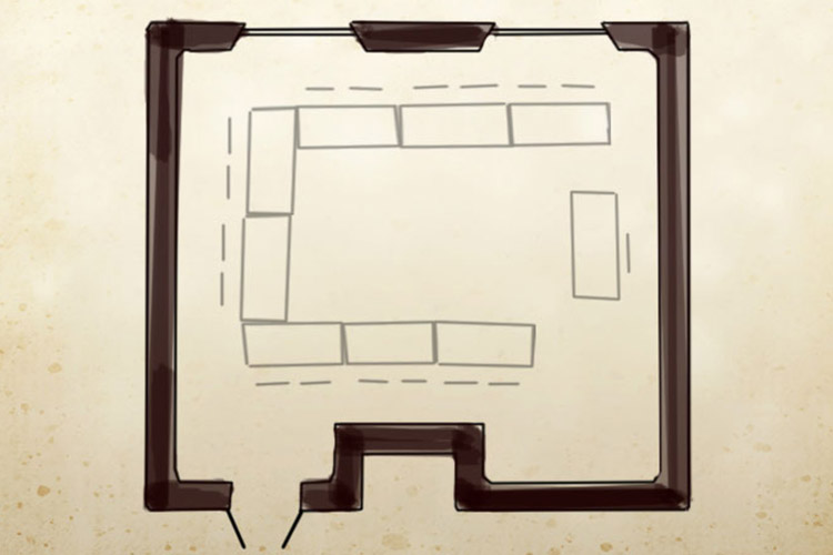 Skiss planritning konferensrum Tellander