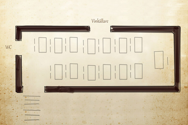 Skiss planritning konferensrum Vinkällaren