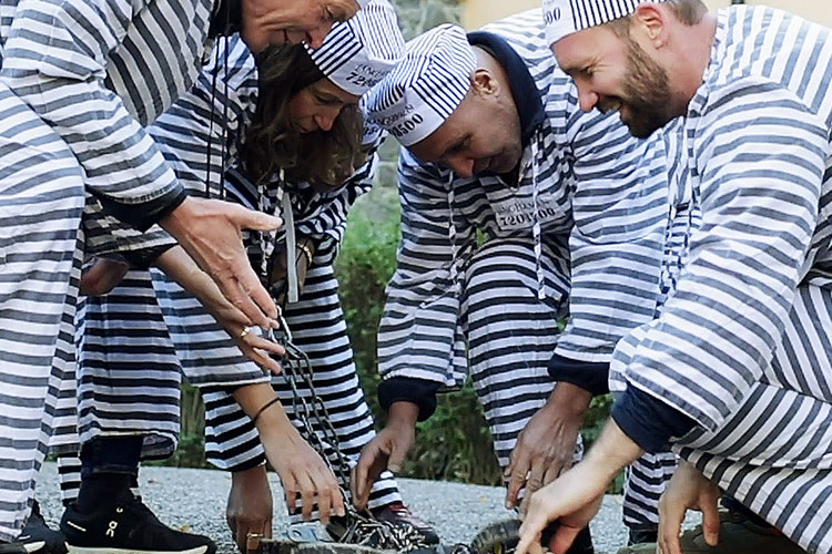 Fångar i aktiviteten Fångkampen på Långholmen